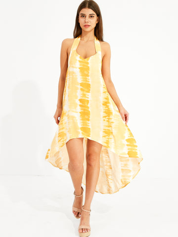 Sierra Tie-Dye Halter High-Low Dress
